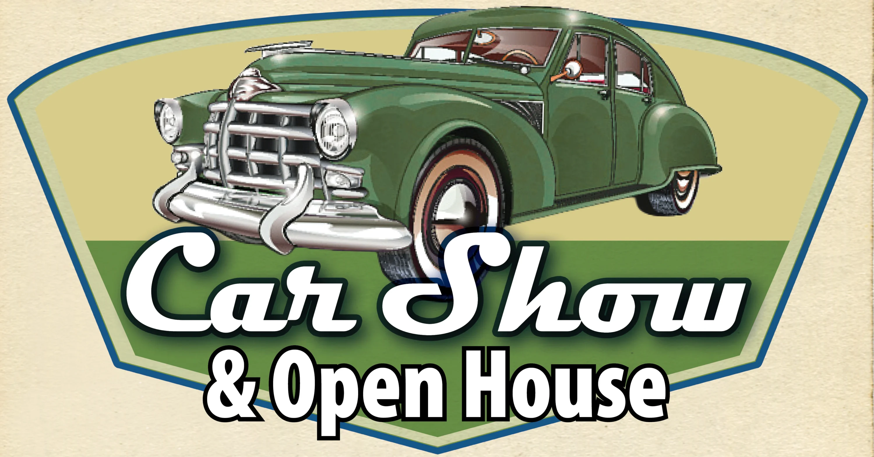 Vintage green classic car show sign